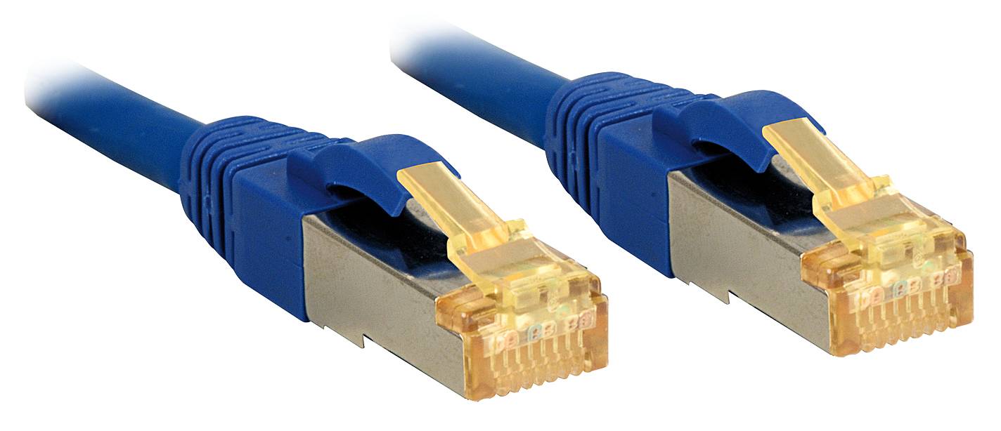 LINDY 47278 RJ45 Netzwerkkabel, Patchkabel CAT 6a (Rohkabel CAT 7) S/FTP 1.50 m Blau mit Rastnasenschutz 1 St.