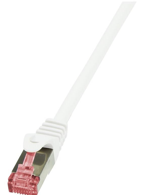 LogiLink CQ2081S RJ45 Netzwerkkabel, Patchkabel CAT 6 S/FTP 7.50 m Weiß Flammwidrig, mit Rastnasenschutz 1 St.