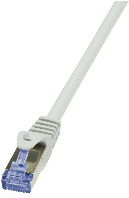 LogiLink CQ3022S RJ45 Netzwerkkabel, Patchkabel CAT 6a S/FTP 0.50 m Grau Flammwidrig, mit Rastnasenschutz 1 St.