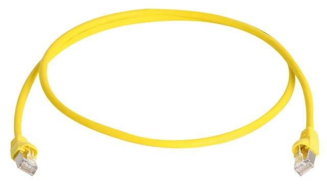 Telegärtner 100007968 RJ45 Netzwerkkabel, Patchkabel CAT 6a S/FTP 0.50 m Gelb Flammwidrig, mit Rastnasenschutz, Flammwidrig, Halogenfrei