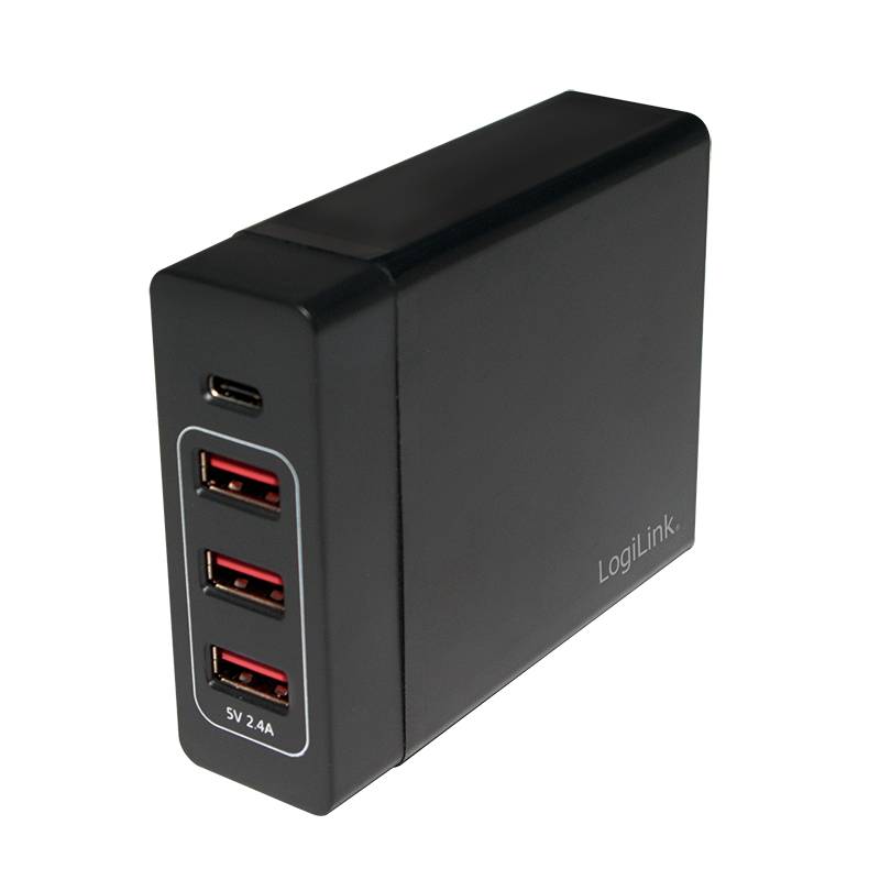 LogiLink PA0122 USB-Ladegerät 60 W Steckdose Ausgangsstrom (max.) 10200 mA USB, USB-C® Buchse Anzahl Ausgänge: 4 x Auto-Detect