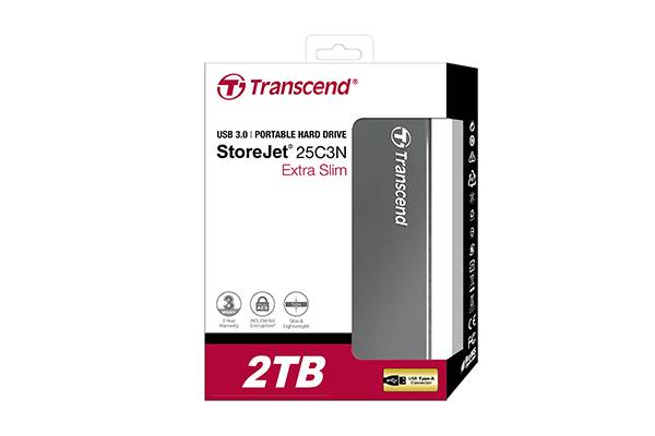 Transcend StoreJet® 25C3N 2 TB Externe Festplatte 6.35 cm (2.5 Zoll) USB 3.2 Gen 1 (USB 3.0) Grau (metallic) TS2TSJ25C3N