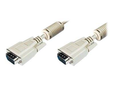 Digitus VGA Anschlusskabel VGA 15pol. Stecker, VGA 15pol. Stecker 5.00 m Grau AK-310103-050-E schraubbar, mit Ferritkern VGA-Kabel