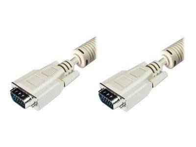 Digitus VGA Anschlusskabel VGA 15pol. Stecker, VGA 15pol. Stecker 1.80 m Grau AK-310103-018-E schraubbar, mit Ferritkern VGA-Kabel