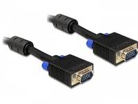 Delock VGA Anschlusskabel VGA 15pol. Stecker, VGA 15pol. Stecker 15.00 m Schwarz 82561 mit Ferritkern VGA-Kabel