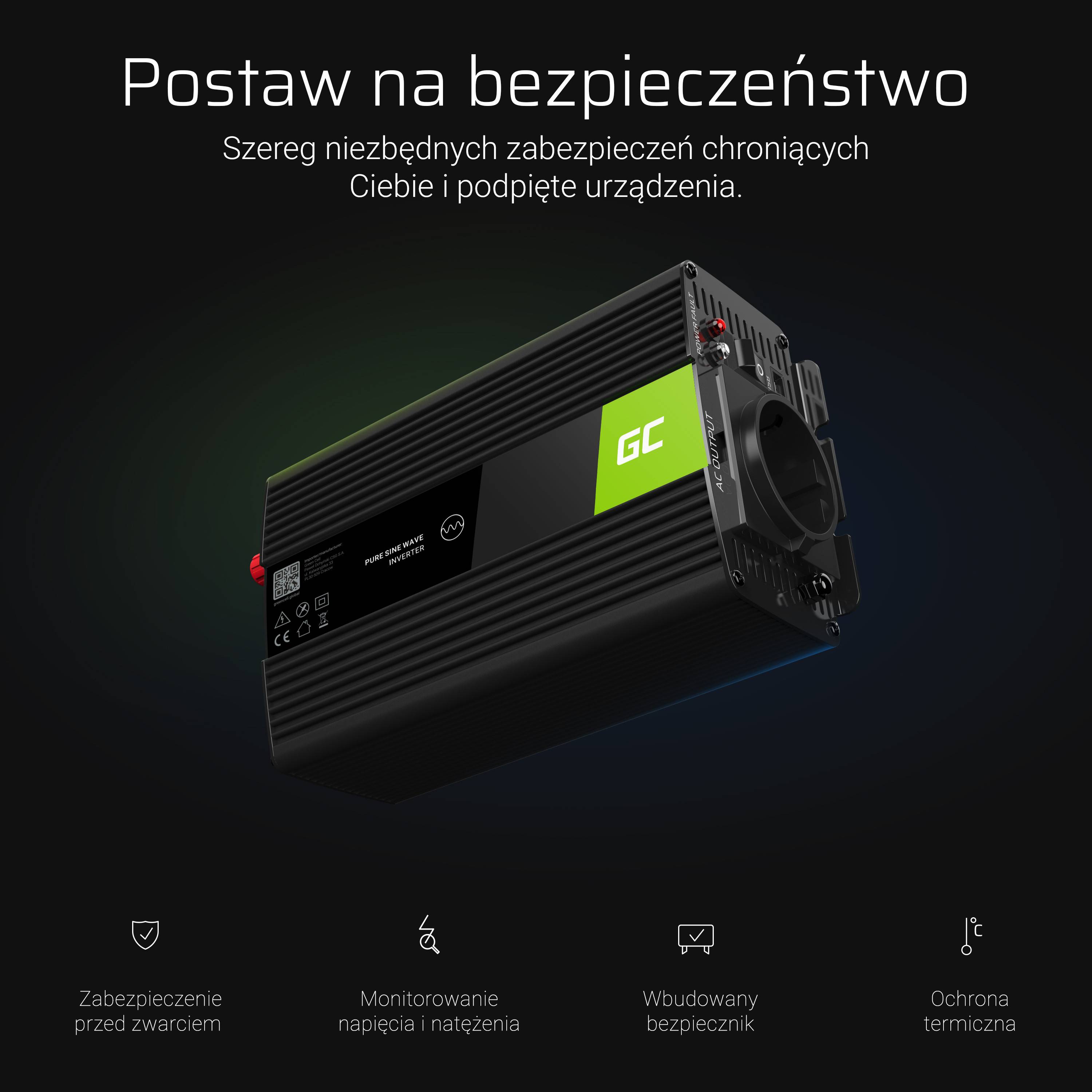 Green Cell Wechselrichter INV05DE 300 W 12 V - 230 V
