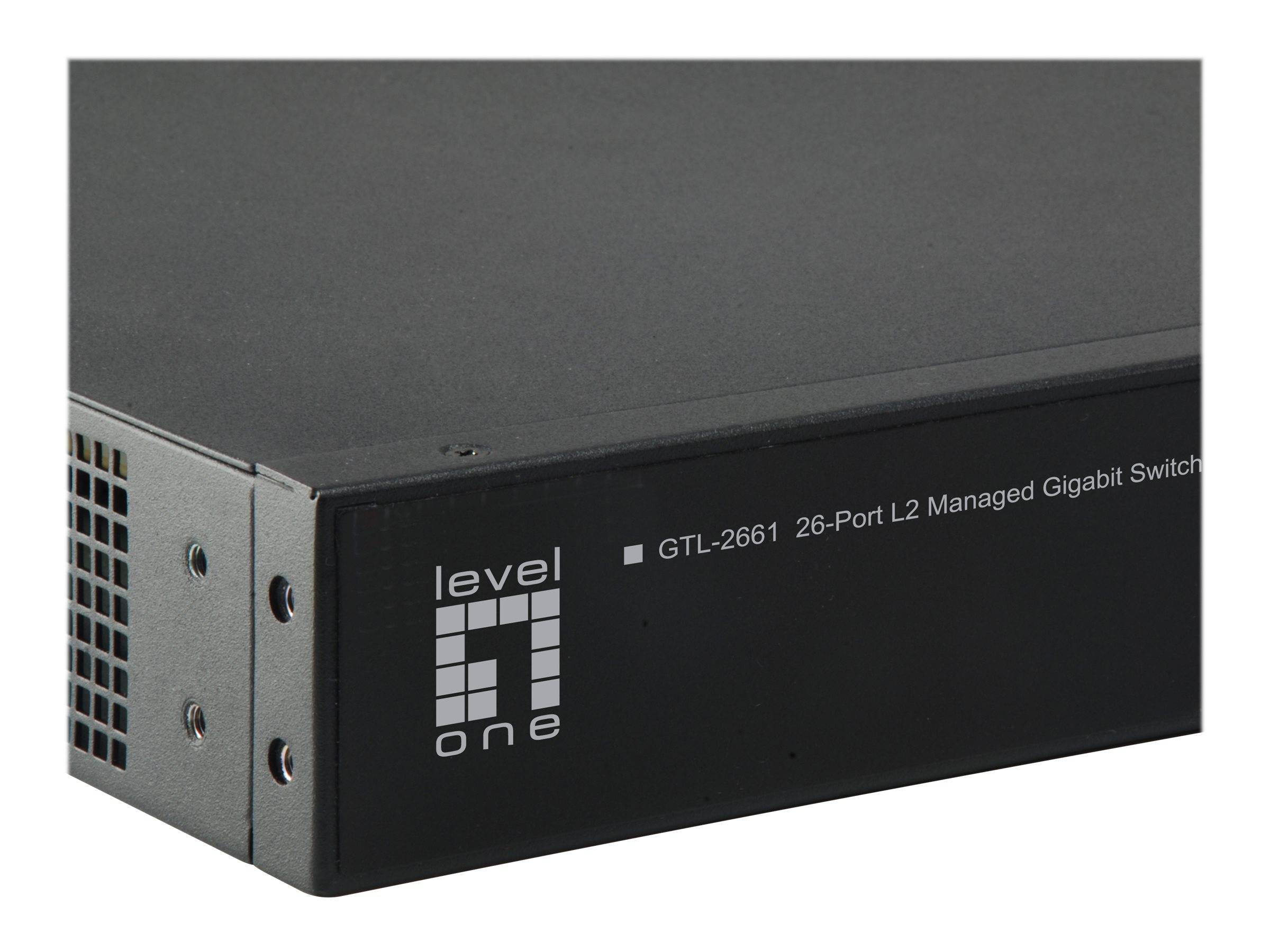 LevelOne GTL-2661 - Switch - 24 x 10/100/1000 + 2 x 10 Gigabit SFP+ - Desktop, an Rack montierbar