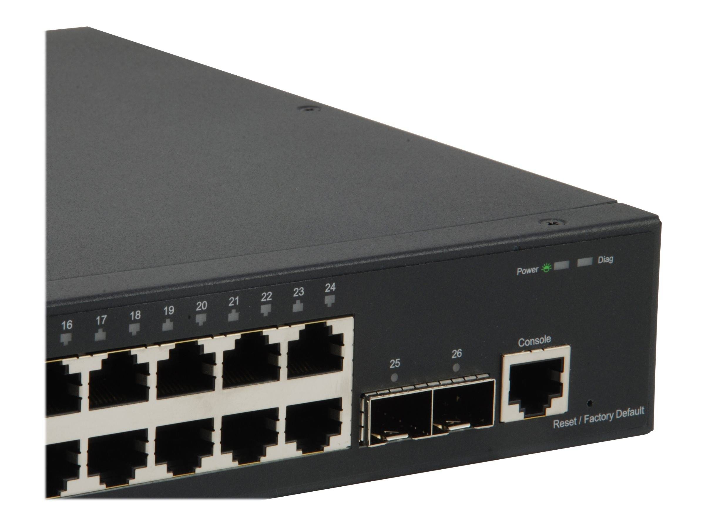 LevelOne GTL-2661 - Switch - 24 x 10/100/1000 + 2 x 10 Gigabit SFP+ - Desktop, an Rack montierbar
