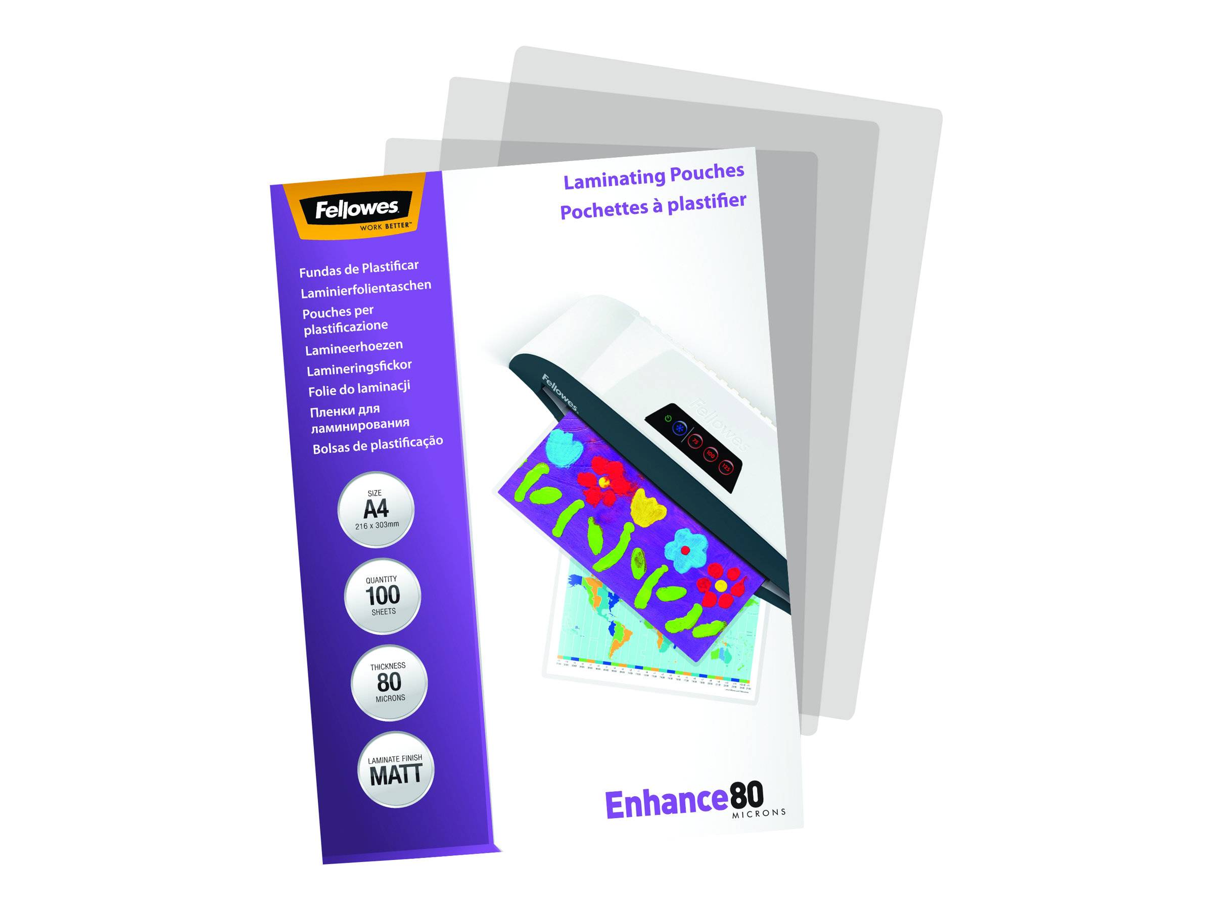Fellowes - 80 Mikron - 100er-Pack - Matte - A4 (210 x 297 mm)
