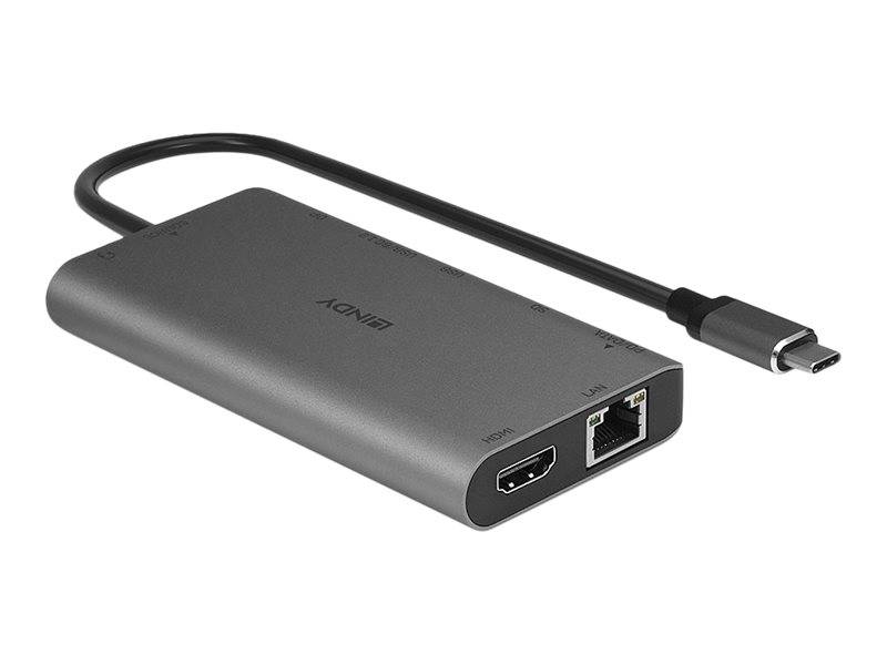 LINDY USB-C® Dockingstation Passend für Marke Dockingstations: Universal integrierter Kartenleser, USB-C® Power Delivery