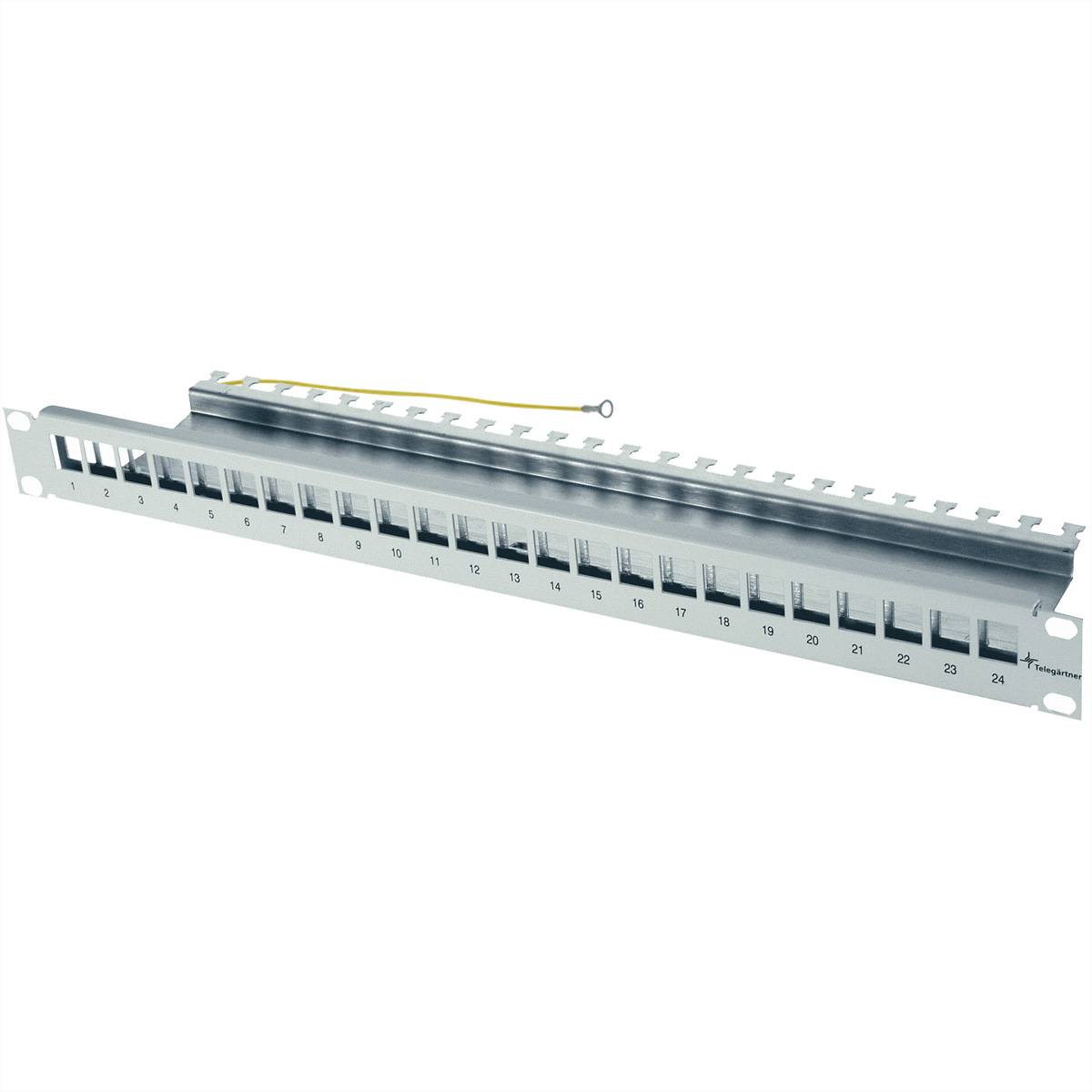 Telegärtner 100021492 24 Port Netzwerk-Patchpanel 483 mm (19") CAT 6a 1 HE Lichtgrau (RAL 7035) Unbestückt