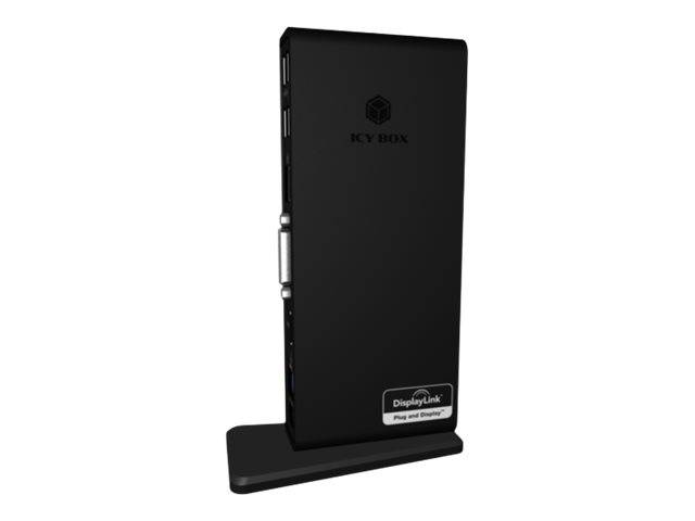 IB-DK2241AC, USB 3.0 Notebook Dockingst. USB 3.0 auf: 2x USB 3.0+2x Video(HDMI+DVI)+1xGb/LAN+4xUSB 2.0+Audio
