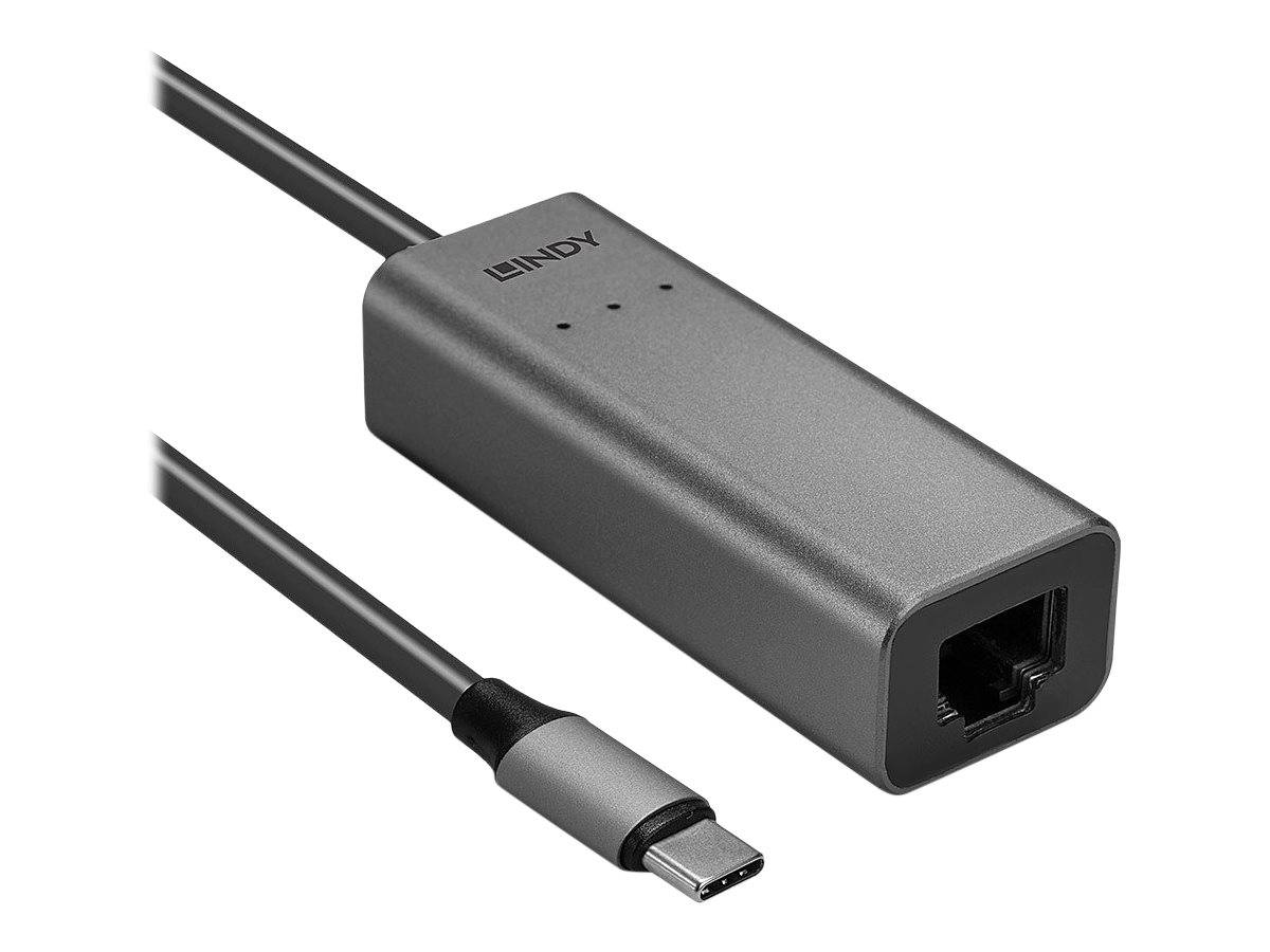 LINDY 43314 Netzwerkadapter 2.5 GBit/s USB-C® USB 3.1 (Gen 1), Gigabit-LAN (1/2.5 Gbit/s), RJ45