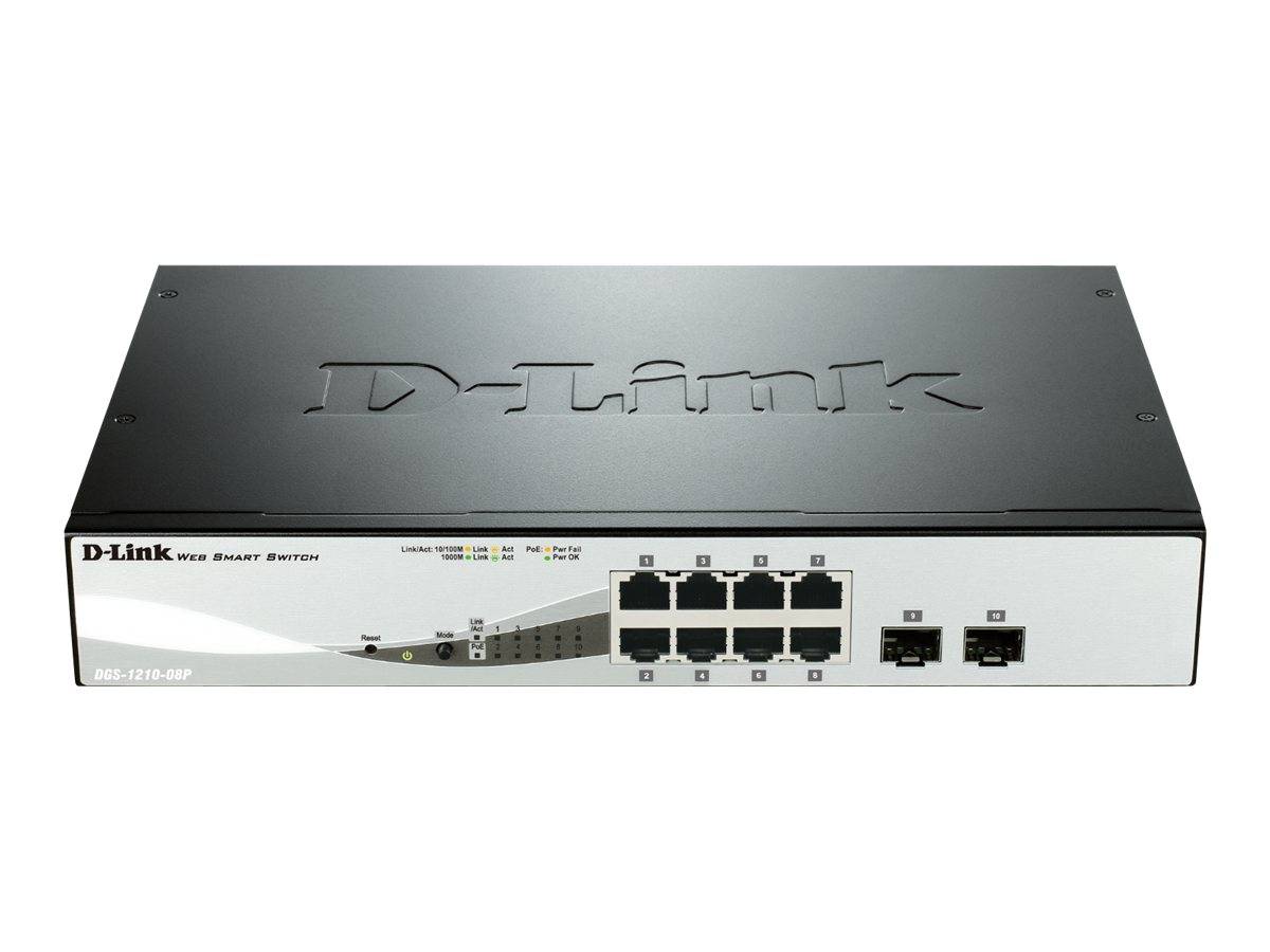 D-Link DGS-1210-08P Netzwerk Switch 8 + 2 Port 1 GBit/s