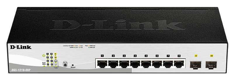 D-Link DGS-1210-08P Netzwerk Switch 8 + 2 Port 1 GBit/s
