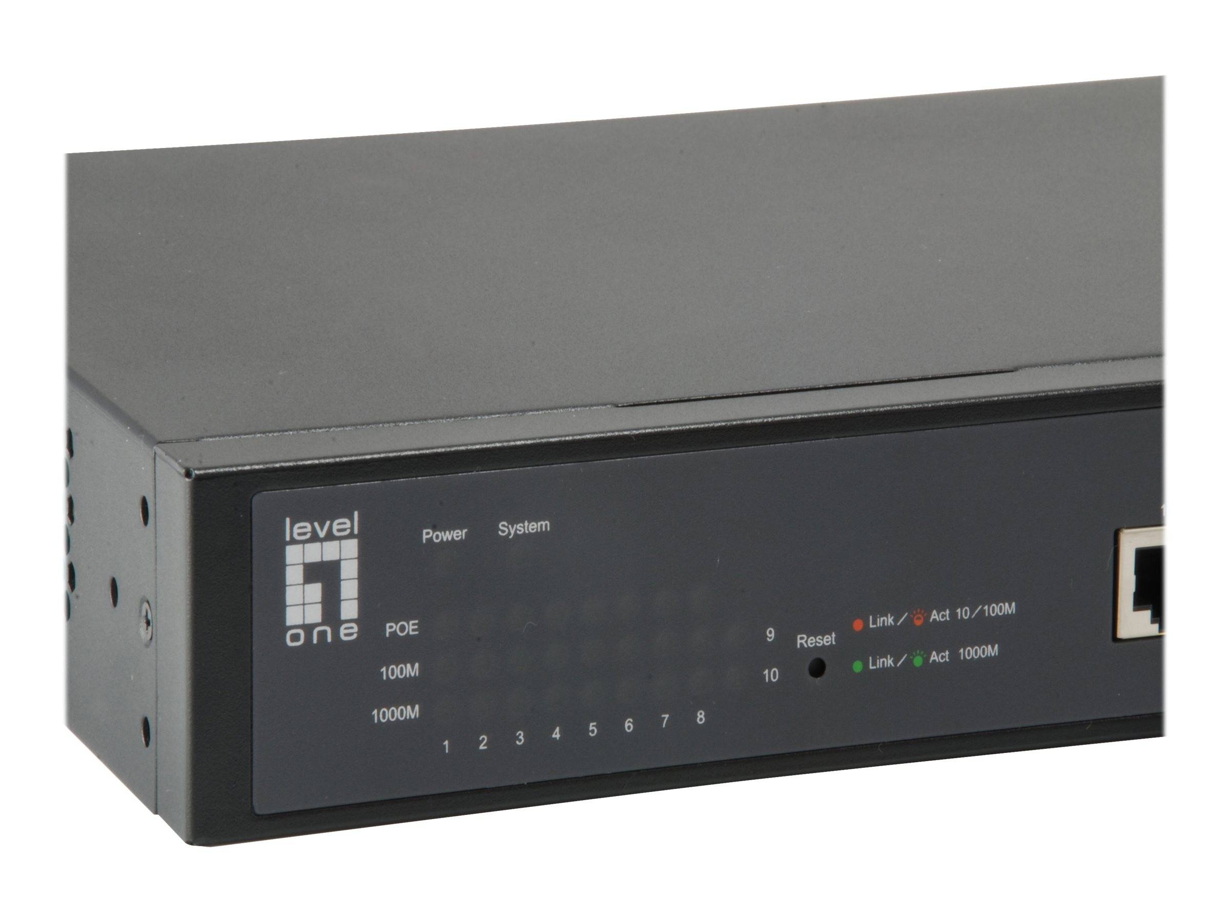LevelOne GEP-1051 - Switch - Smart - 8 x 10/100/1000 (PoE+) + 2 x Gigabit SFP - Desktop, an Rack montierbar - PoE+ (70 W