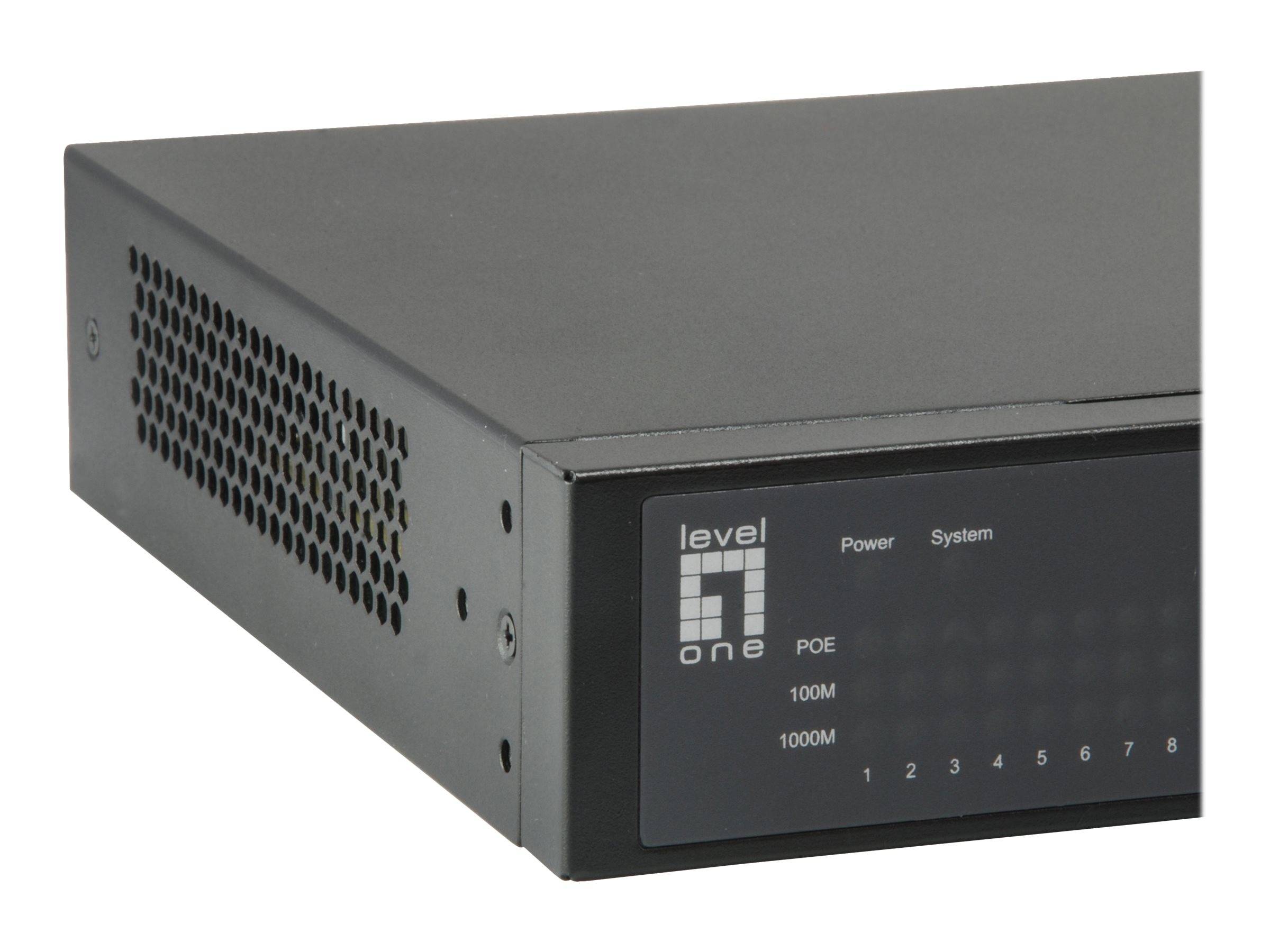 LevelOne GEP-1051 - Switch - Smart - 8 x 10/100/1000 (PoE+) + 2 x Gigabit SFP - Desktop, an Rack montierbar - PoE+ (70 W