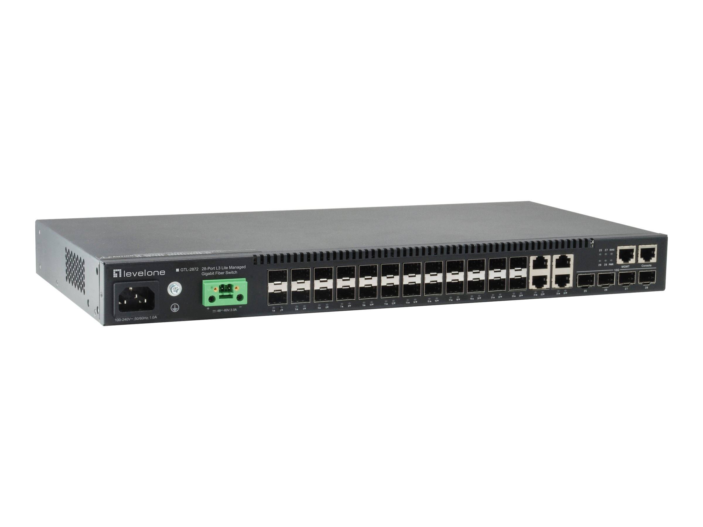 LevelOne KILBY GTL-2872 - Switch - L3 Lite - managed - 20 x Gigabit SFP + 4 x Shared 10/100/1000 + 4 x 10 Gigabit SFP+ -