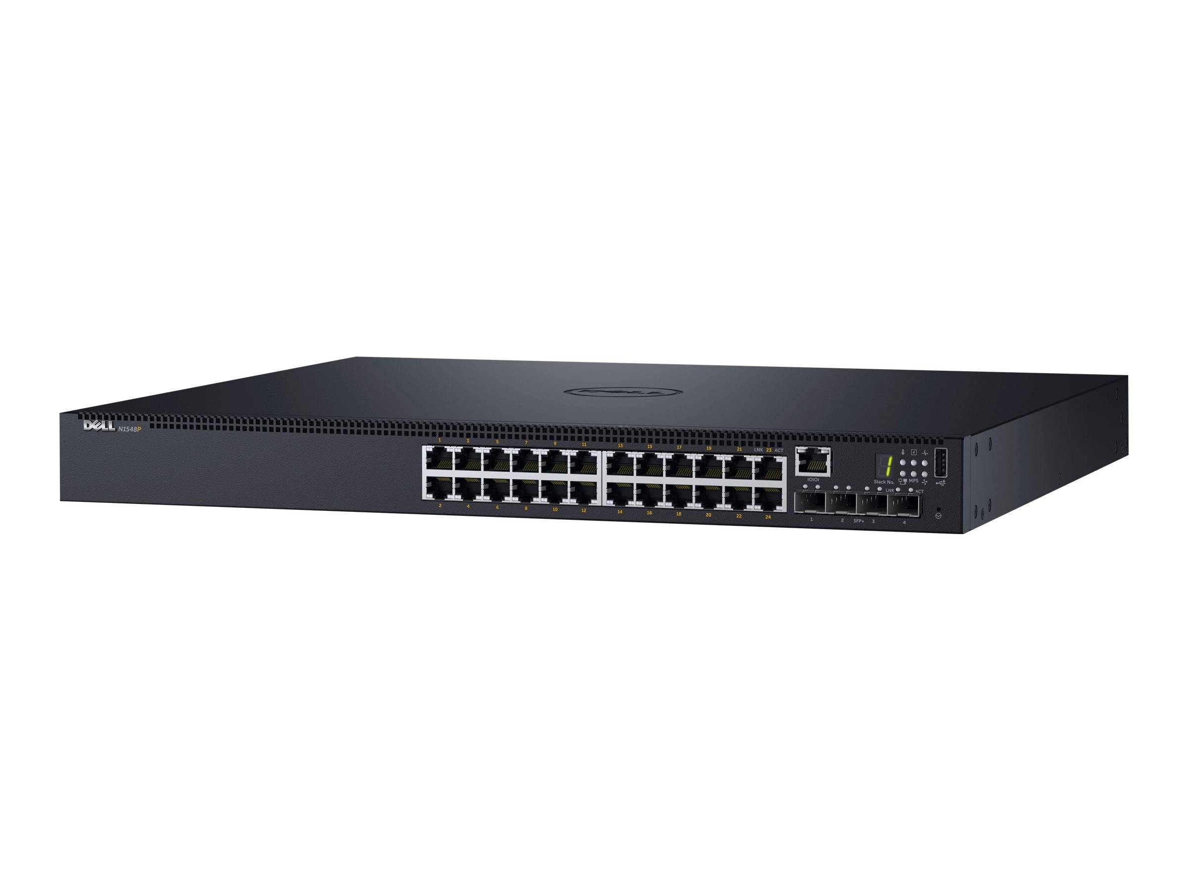 Dell Networking N1524P - Switch - L2+ - managed - 24 x 10/100/1000 + 4 x 10 Gigabit SFP+ - Luftstrom von vorne nach hint