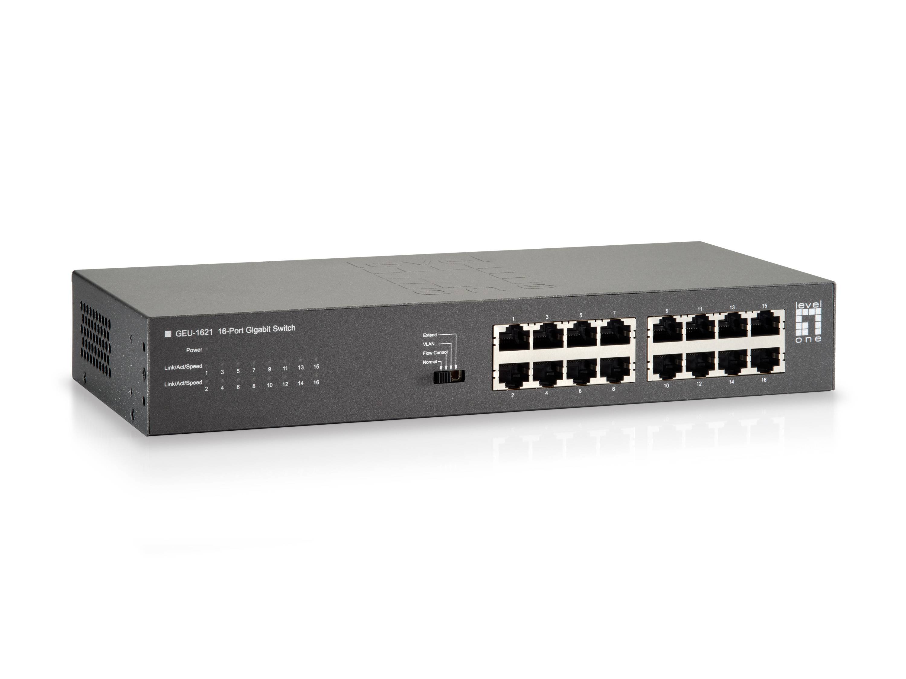 LevelOne GEU-1621 - Switch - unmanaged - 16 x 10/100/1000
