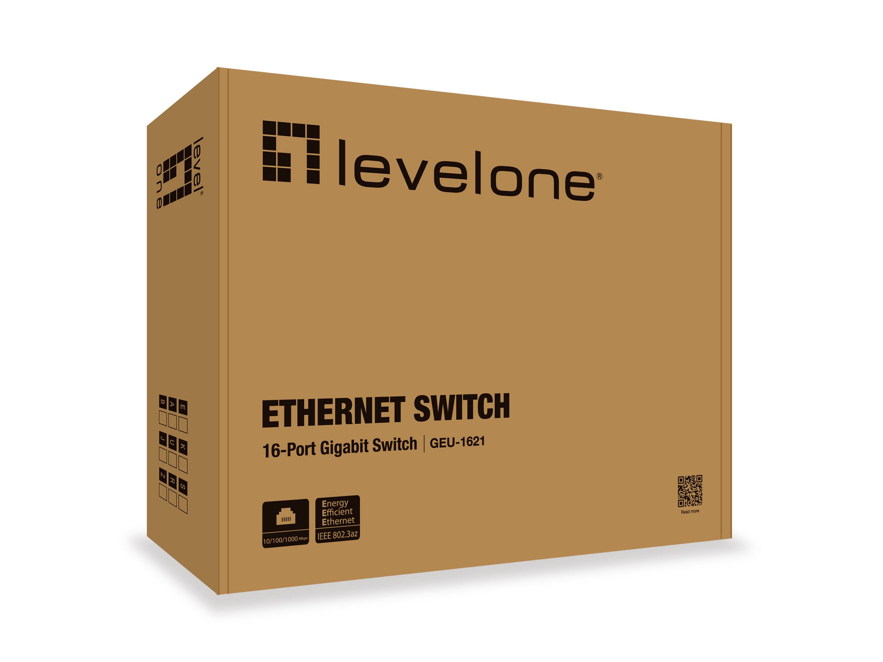 LevelOne GEU-1621 - Switch - unmanaged - 16 x 10/100/1000