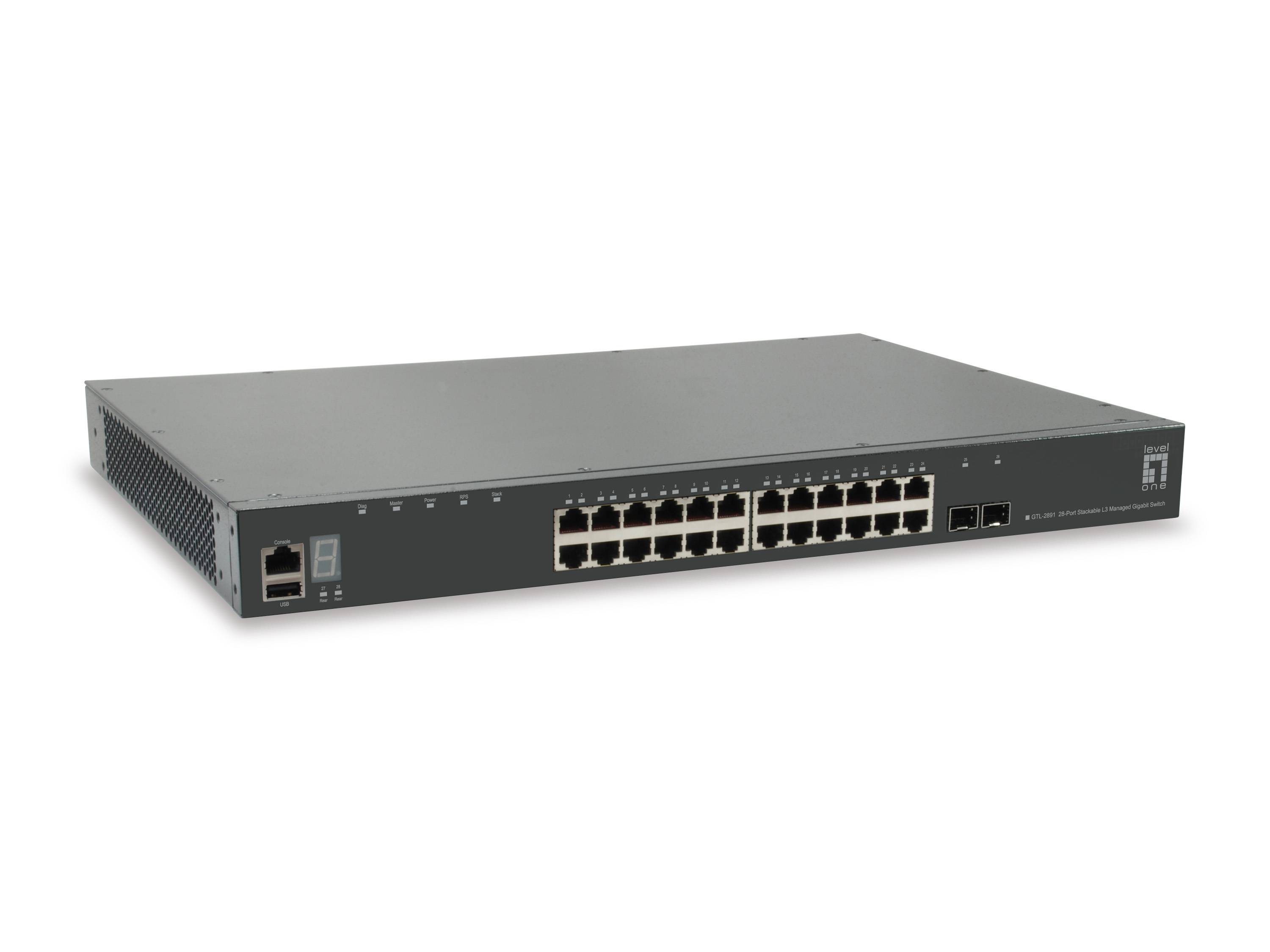 LevelOne GTL-2891 - Switch - L3 - managed - 24 x 10/100/1000 + 2 x 10 Gigabit SFP+ (Uplink)
