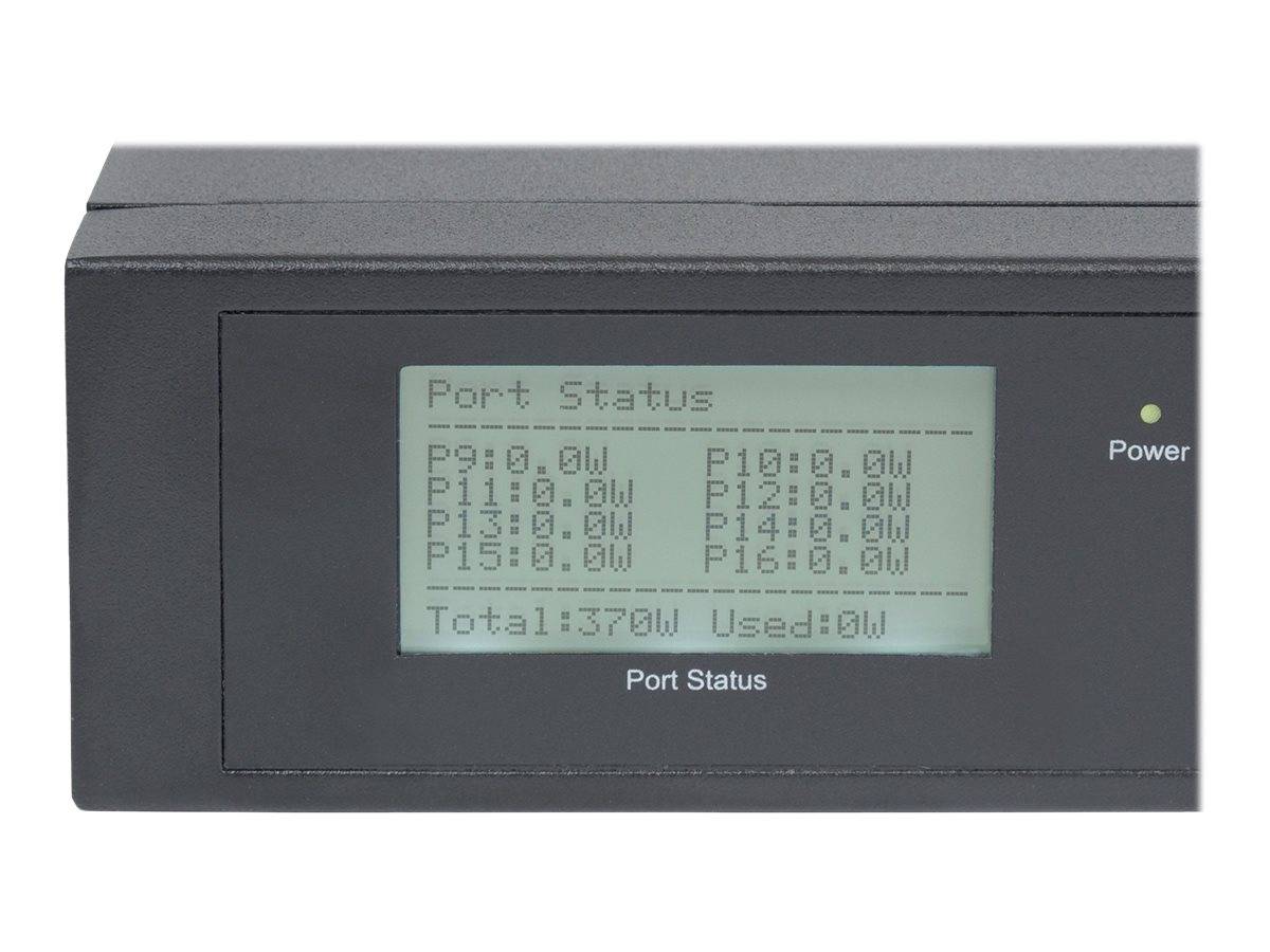 Intellinet 16-Port Gigabit PoE+ Switch 2 SFP-Ports LCD-Anzeige 370W 19" Rackmount 19 Zoll Netzwerk-Switch 10 / 100 / 1000 MBit/s IEEE 802.3af
