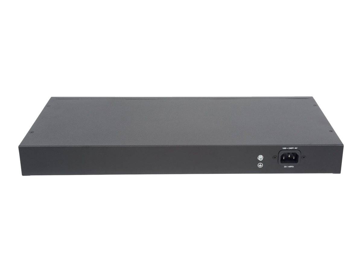 Intellinet 16-Port Gigabit PoE+ Switch 2 SFP-Ports LCD-Anzeige 370W 19" Rackmount 19 Zoll Netzwerk-Switch 10 / 100 / 1000 MBit/s IEEE 802.3af