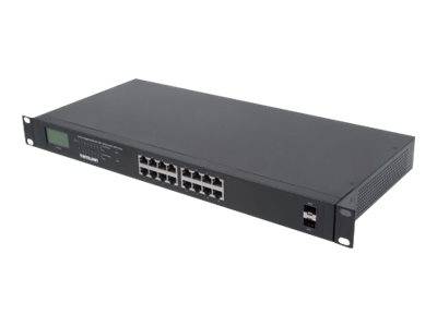 Intellinet 16-Port Gigabit PoE+ Switch 2 SFP-Ports LCD-Anzeige 370W 19" Rackmount 19 Zoll Netzwerk-Switch 10 / 100 / 1000 MBit/s IEEE 802.3af