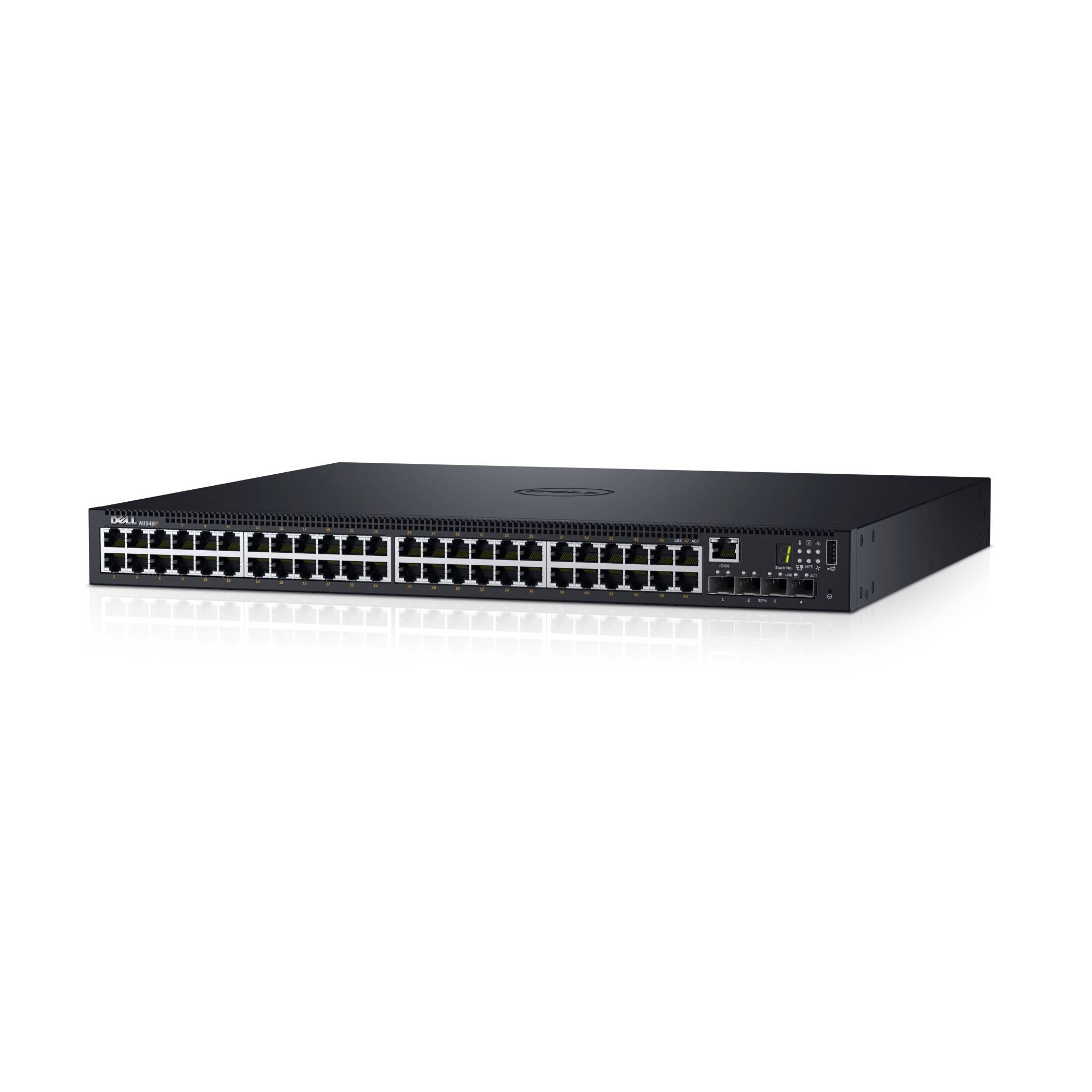 Dell Networking N1548P - Switch - L2+ - managed - 48 x 10/100/1000 + 4 x 10 Gigabit SFP+ - Luftstrom von vorne nach hint