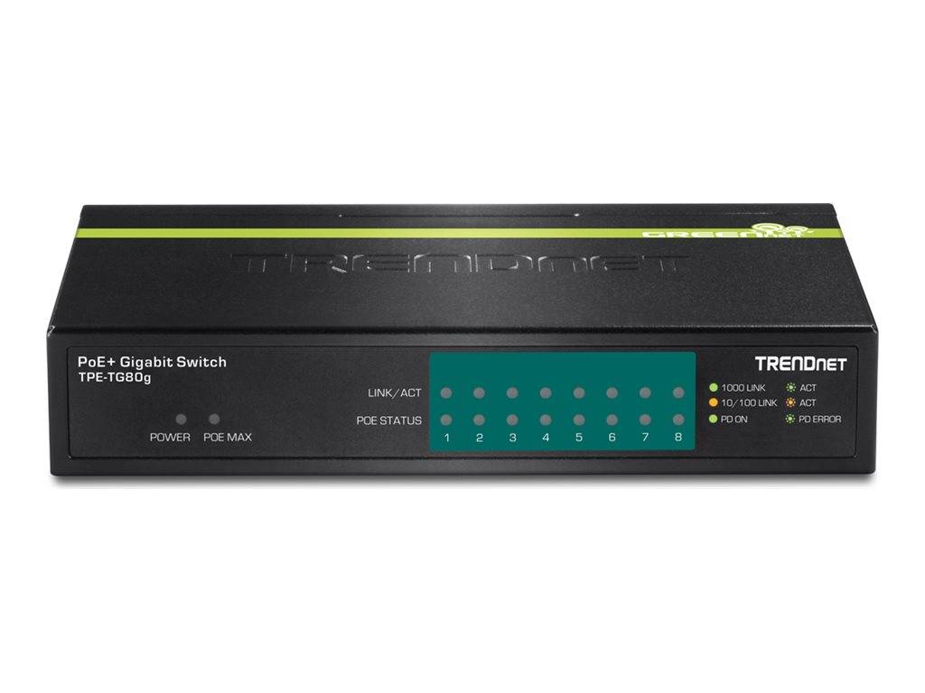 TRENDnet Switch 8-Port Gbit PoE+ 123W GREENnet Metall Multimedia-Technik Switche