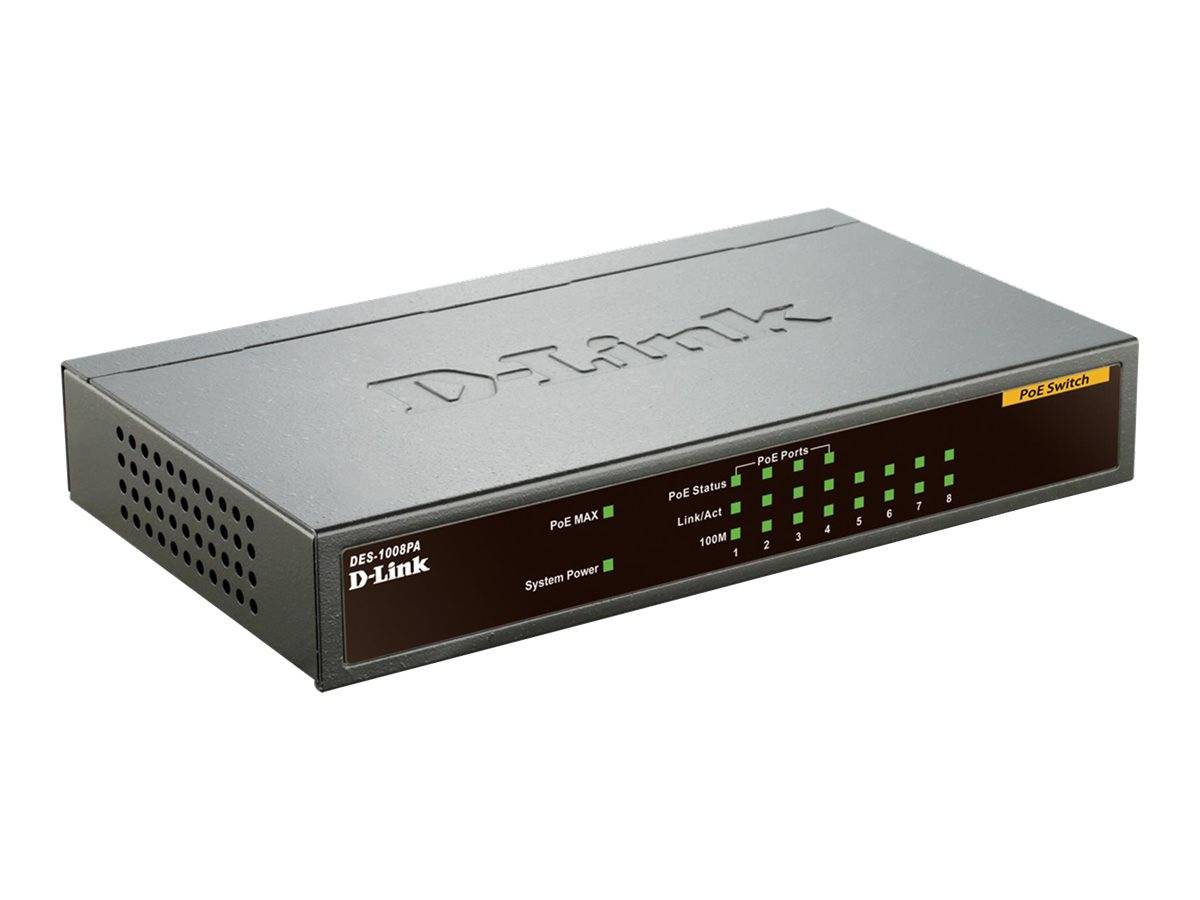 D-Link DES-1008PA Netzwerk Switch 8 Port 100 MBit/s PoE-Funktion