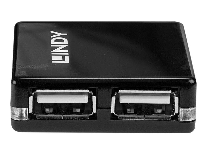 LINDY 42742 USB-Hub 4 Port USB-A USB 2.0 480MBit/s Schwarz 42742