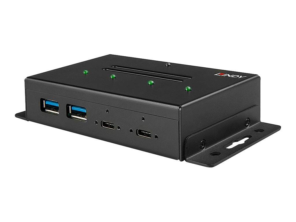 LINDY 43094 USB-Hub 4 Port USB-A (USB 3.2 Gen 2), USB-A (USB 3.2 Gen 2) Schwarz