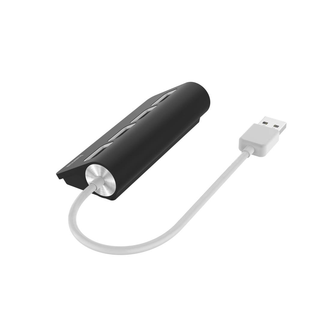 hama 00200119 USB-Hub, 4 Ports, USB 2.0, 480 Mbit/s, Schwarz
