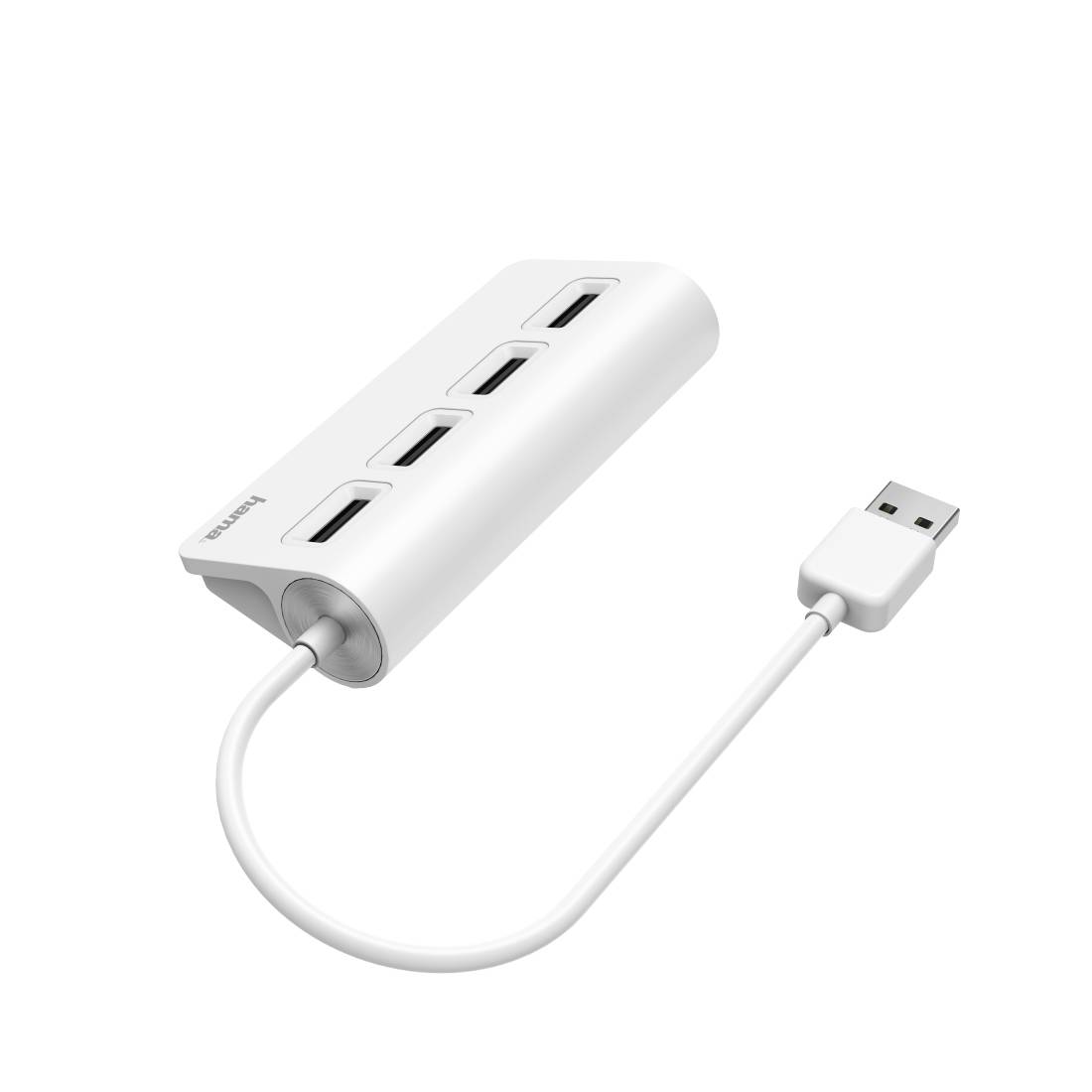 hama 00200120 USB-Hub, 4 Ports, USB 2.0, 480 Mbit/s, Weiß