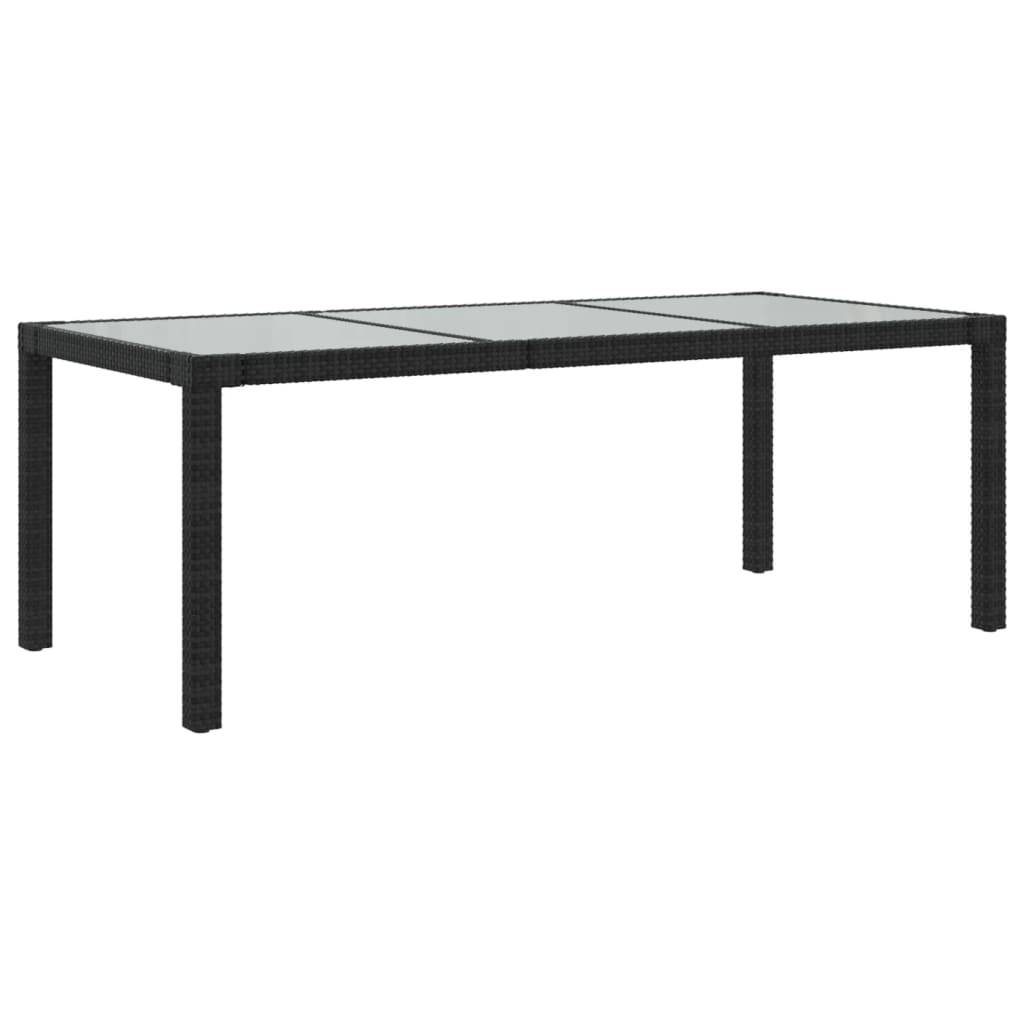 vidaXL Gartentisch Schwarz 190x90x75 cm Gehärtetes Glas Poly Rattan