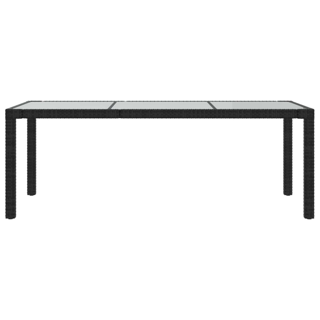 vidaXL Gartentisch Schwarz 190x90x75 cm Gehärtetes Glas Poly Rattan