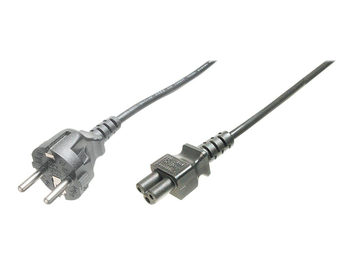 Digitus Strom Anschlusskabel [1x Schutzkontakt-Stecker - 1x Kleeblatt-Buchse C5] 0.75 m Schwarz