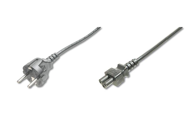 Digitus Strom Anschlusskabel [1x Schutzkontakt-Stecker - 1x Kleeblatt-Buchse C5] 0.75 m Schwarz
