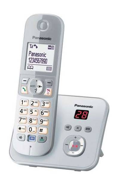 Panasonic KX-TG6823 Trio DECT, GAP Schnurloses Telefon analog Anrufbeantworter Silber, Grau