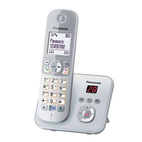 Panasonic KX-TG6823 Trio DECT, GAP Schnurloses Telefon analog Anrufbeantworter Silber, Grau