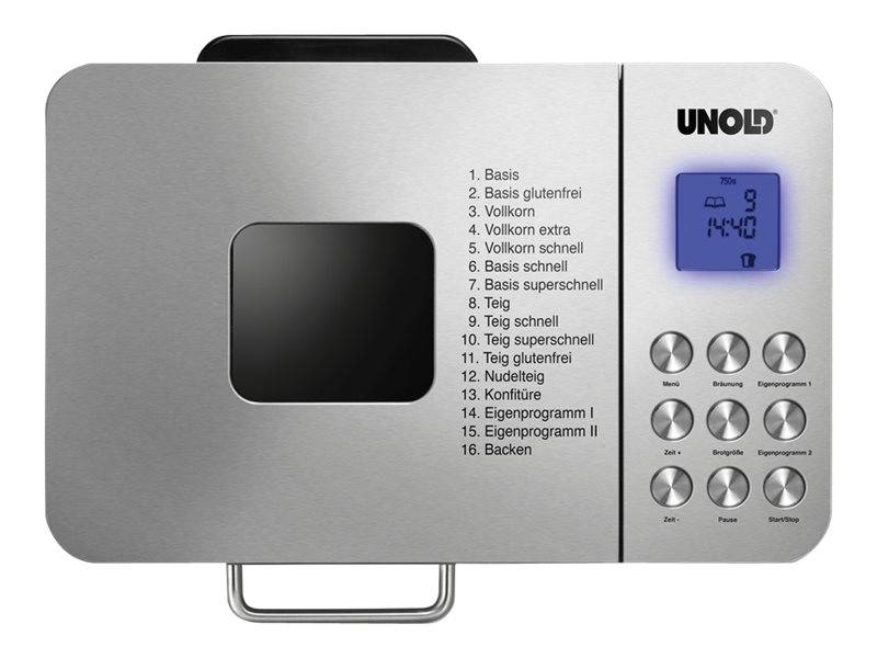 Unold Backmeister Edel Brotbackautomat Timerfunktion Edelstahl