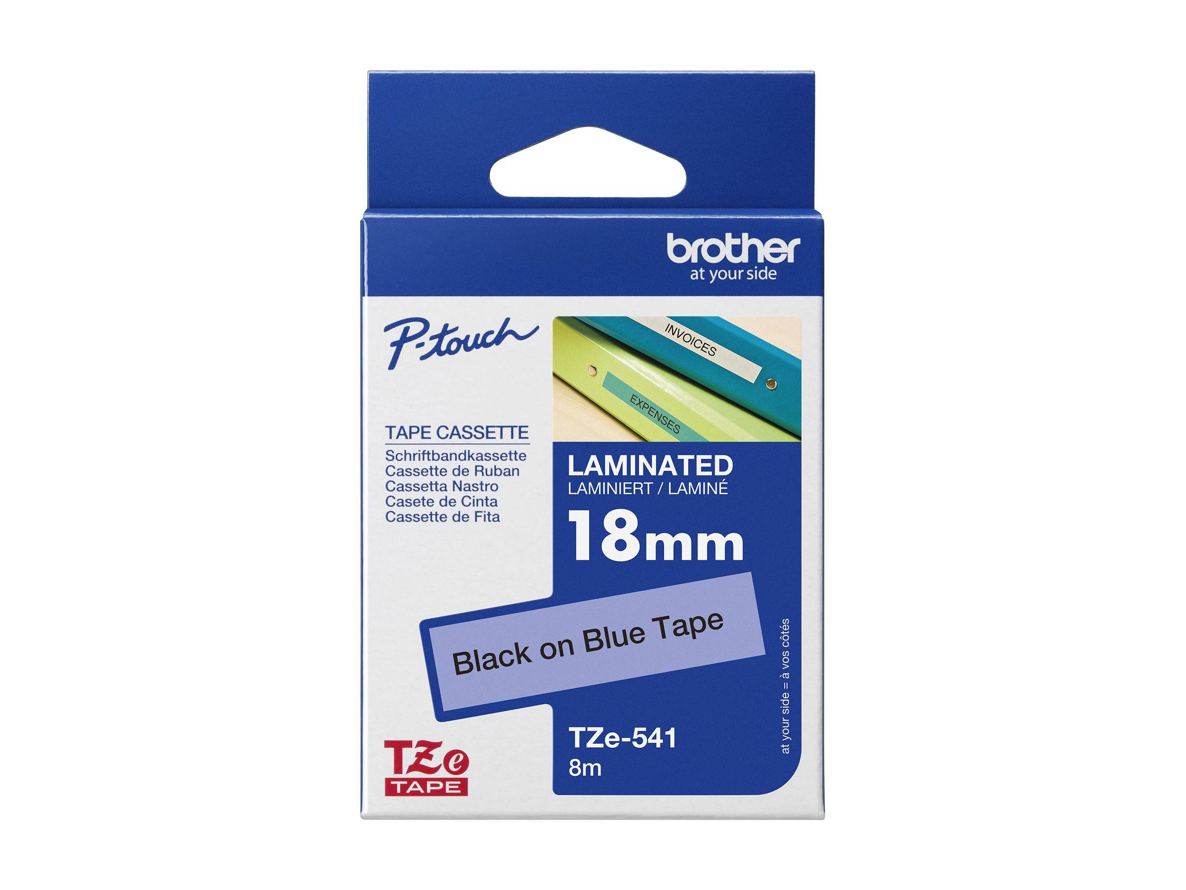 Schriftband Brother TZe TZe-541 Bandfarbe: Blau Schriftfarbe:Schwarz 18 mm 8 m