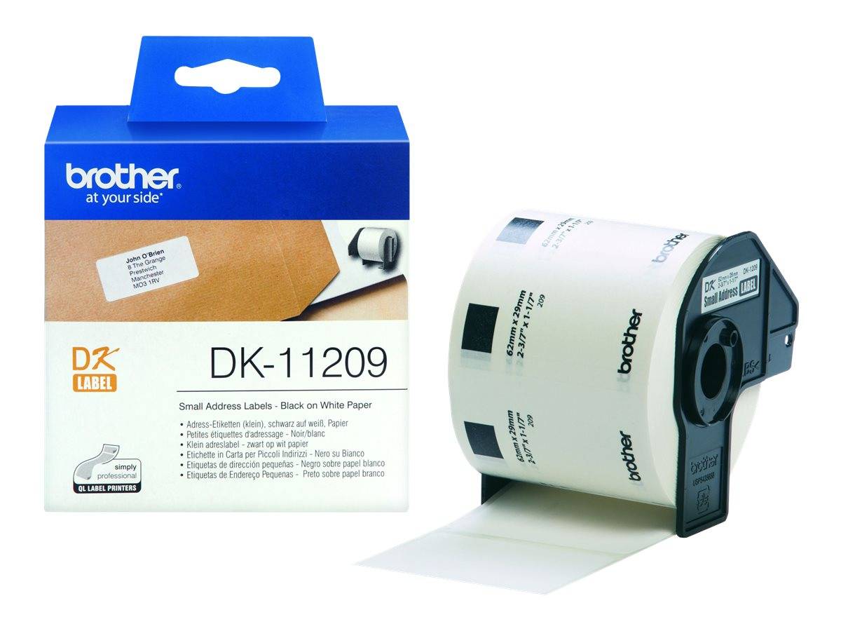 Brother DK-11209 Etiketten Rolle 62 x 29 mm Papier Weiß 800 St. Permanent haftend DK11209 Adress-Etiketten