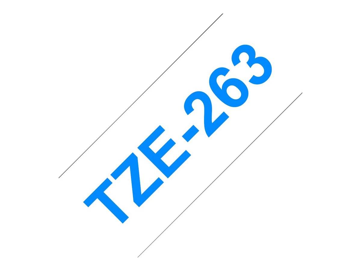 Schriftband Brother TZe TZe-263 Bandfarbe: Weiß Schriftfarbe:Blau 36 mm 8 m
