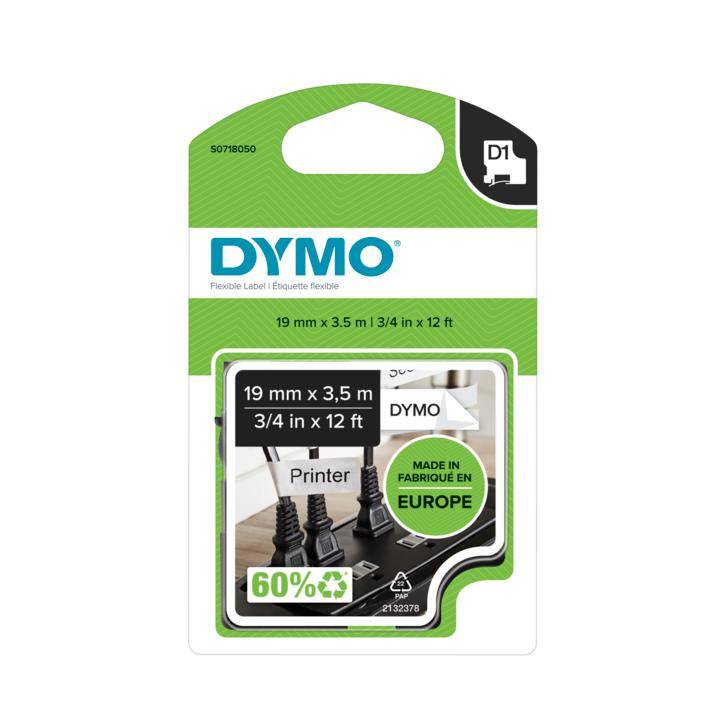 DYMO D1 S0718050 Polyamid Bandfarbe: Weiß Schriftfarbe:Schwarz 19mm 3.5m