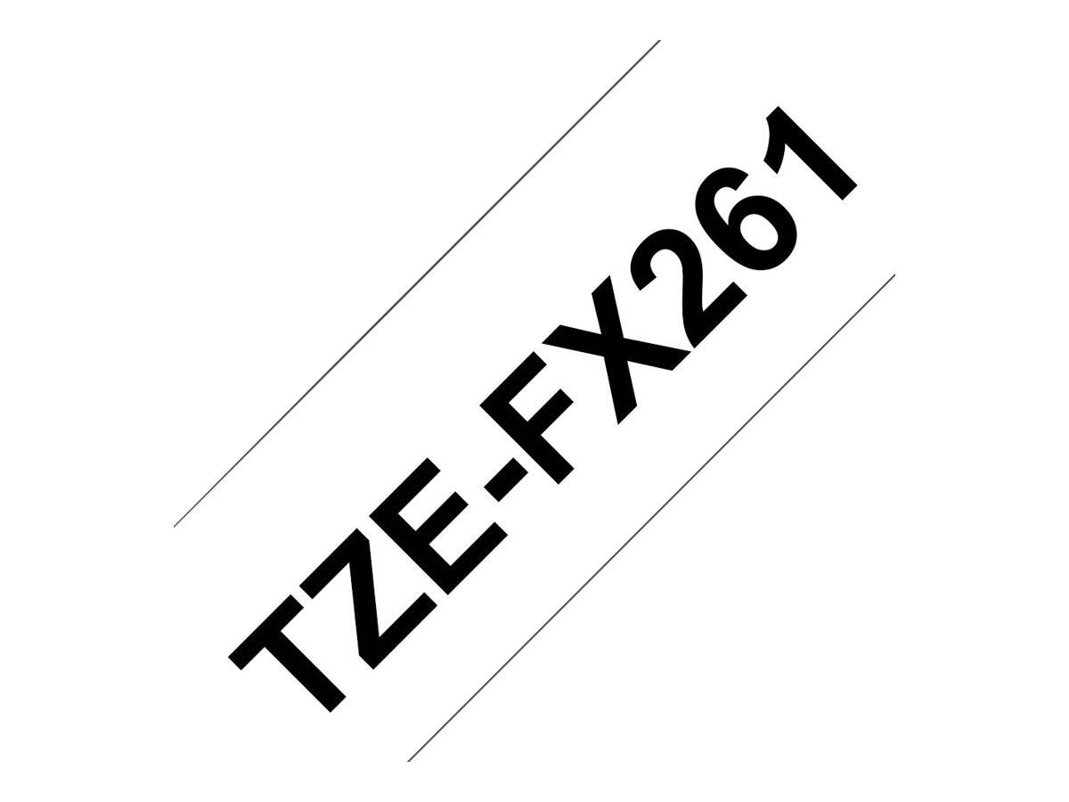 Schriftband Flexibel Brother TZe-FX TZe-FX261 Bandfarbe: Weiß Schriftfarbe:Schwarz 36 mm 8 m