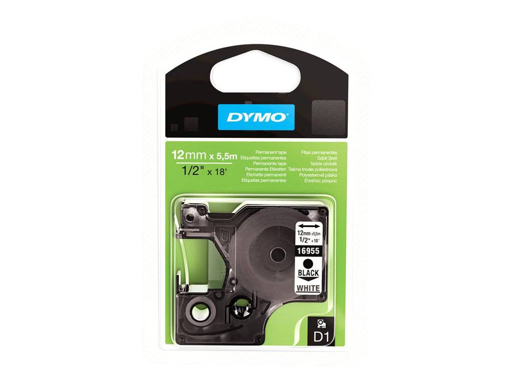DYMO D1 S0718060 Polyester Bandfarbe: Weiß Schriftfarbe:Schwarz 12mm 5.5m
