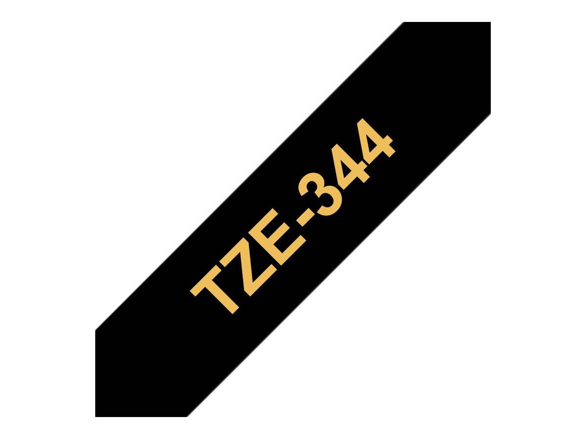 Brother TZe TZe-344 Bandfarbe: Schwarz Schriftfarbe:Gold 18mm 8m
